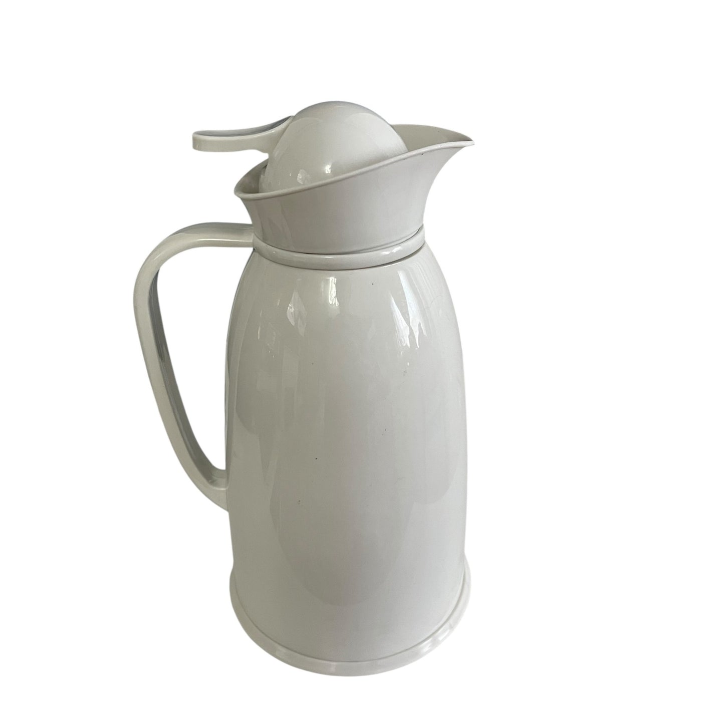 Mid-2000s White Glass-Lined Thermal Carafe Coffee Pitcher Hot Cold Beverage Server