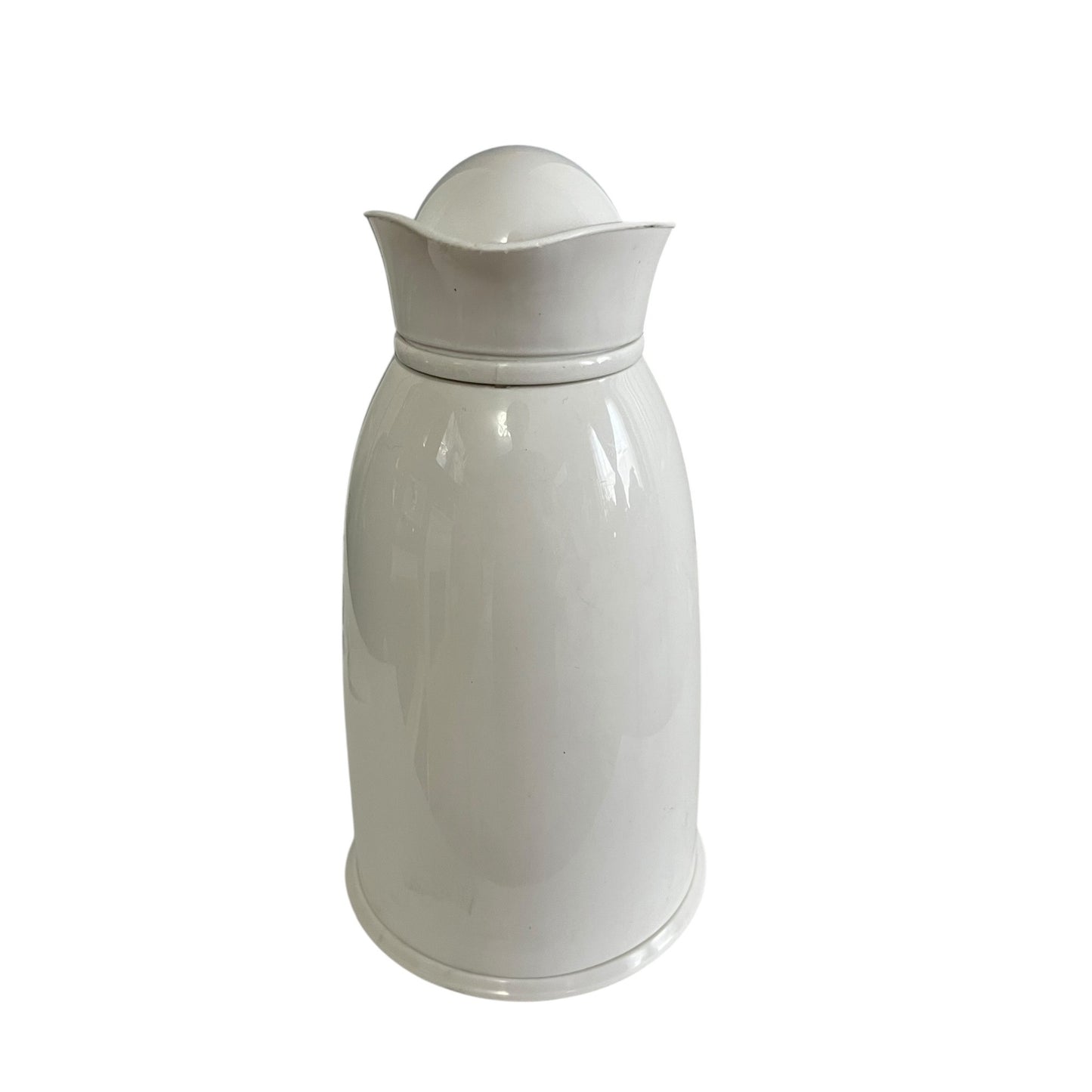 Mid-2000s White Glass-Lined Thermal Carafe Coffee Pitcher Hot Cold Beverage Server