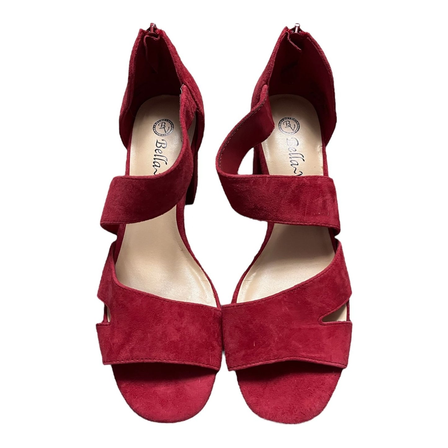 Bella Vita Korrine Red Suede Block Heel Sandals Women’s Size 6.5 Comfort Dress Shoes - Fits Larger