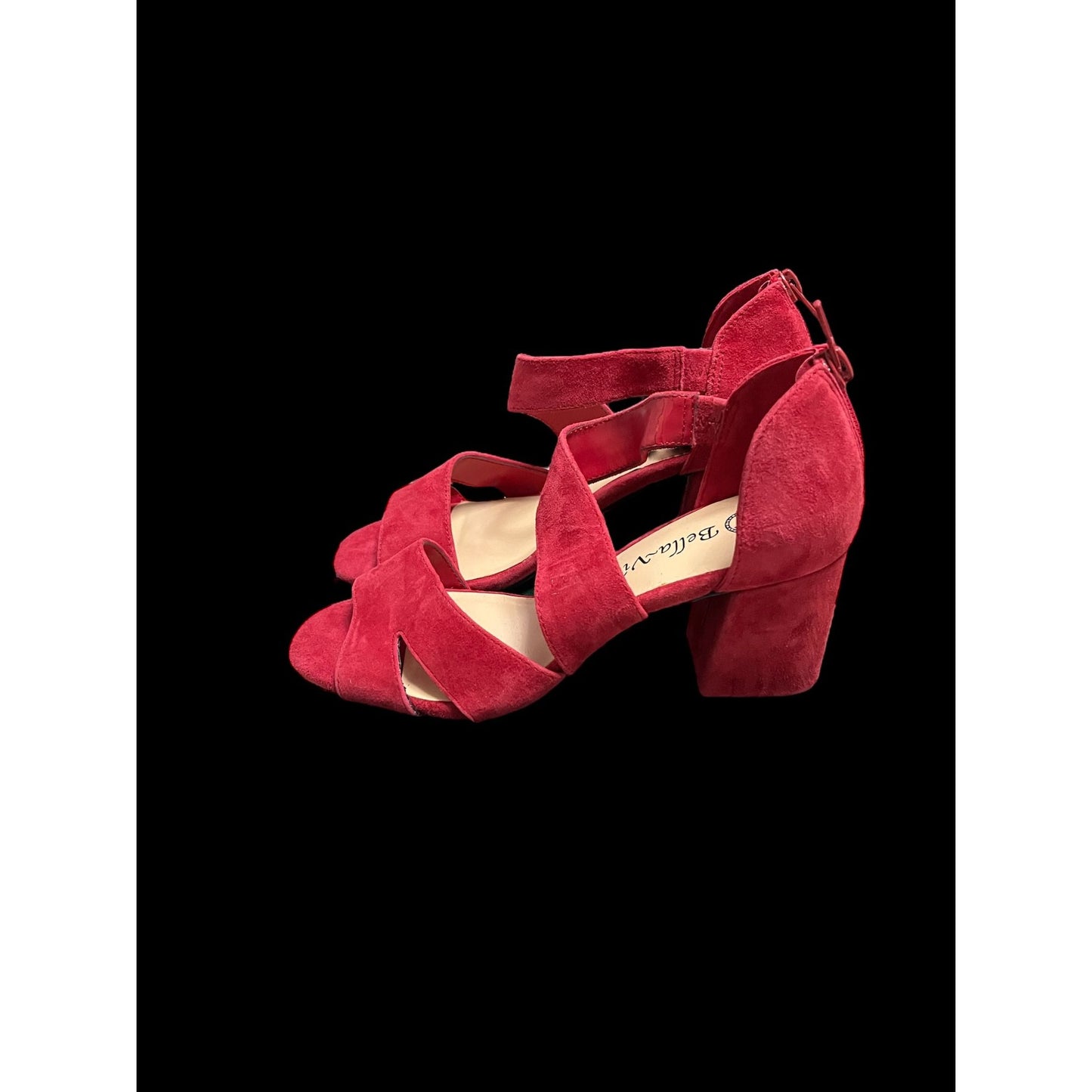 Bella Vita Korrine Red Suede Block Heel Sandals Women’s Size 6.5 Comfort Dress Shoes - Fits Larger