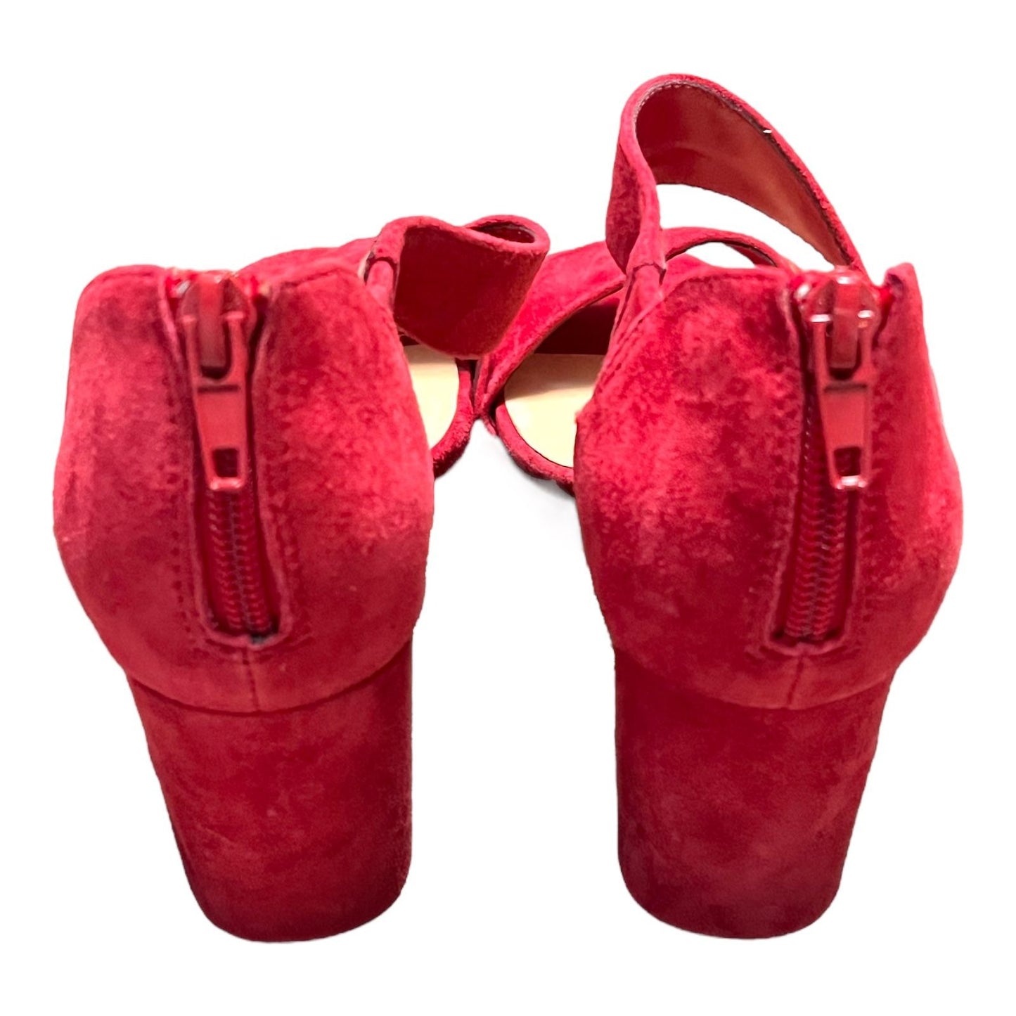 Bella Vita Korrine Red Suede Block Heel Sandals Women’s Size 6.5 Comfort Dress Shoes - Fits Larger