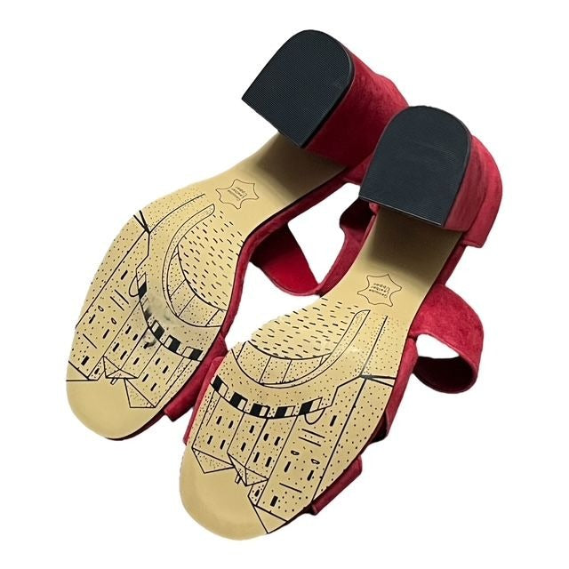 Bella Vita Korrine Red Suede Block Heel Sandals Women’s Size 6.5 Comfort Dress Shoes - Fits Larger