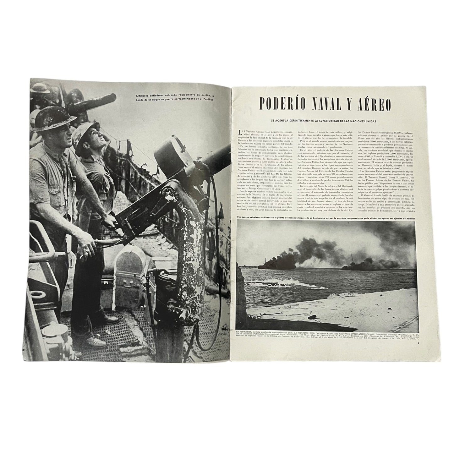 Vintage 1940s En Guardia Magazine Spanish WWII Propaganda Latin America Issue No 4