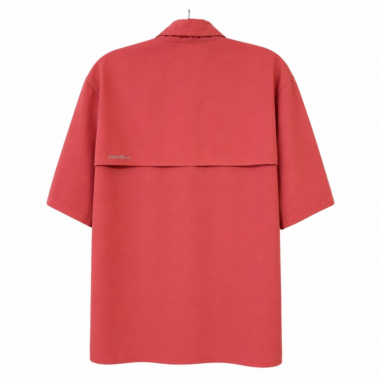 Eddie Bauer Fishing Shirt Mens XXL Coral Pink Short Sleeve Vented Performance Button Front