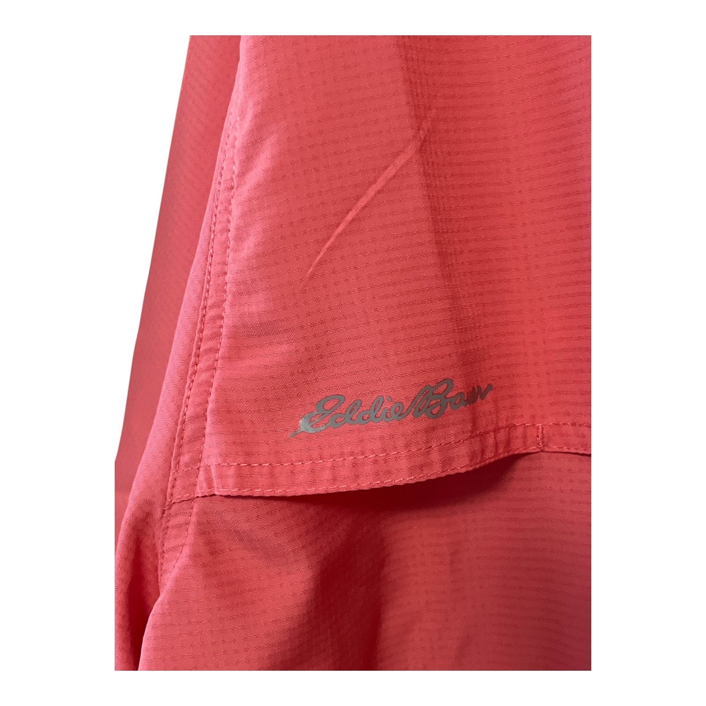 Eddie Bauer Fishing Shirt Mens XXL Coral Pink Short Sleeve Vented Performance Button Front