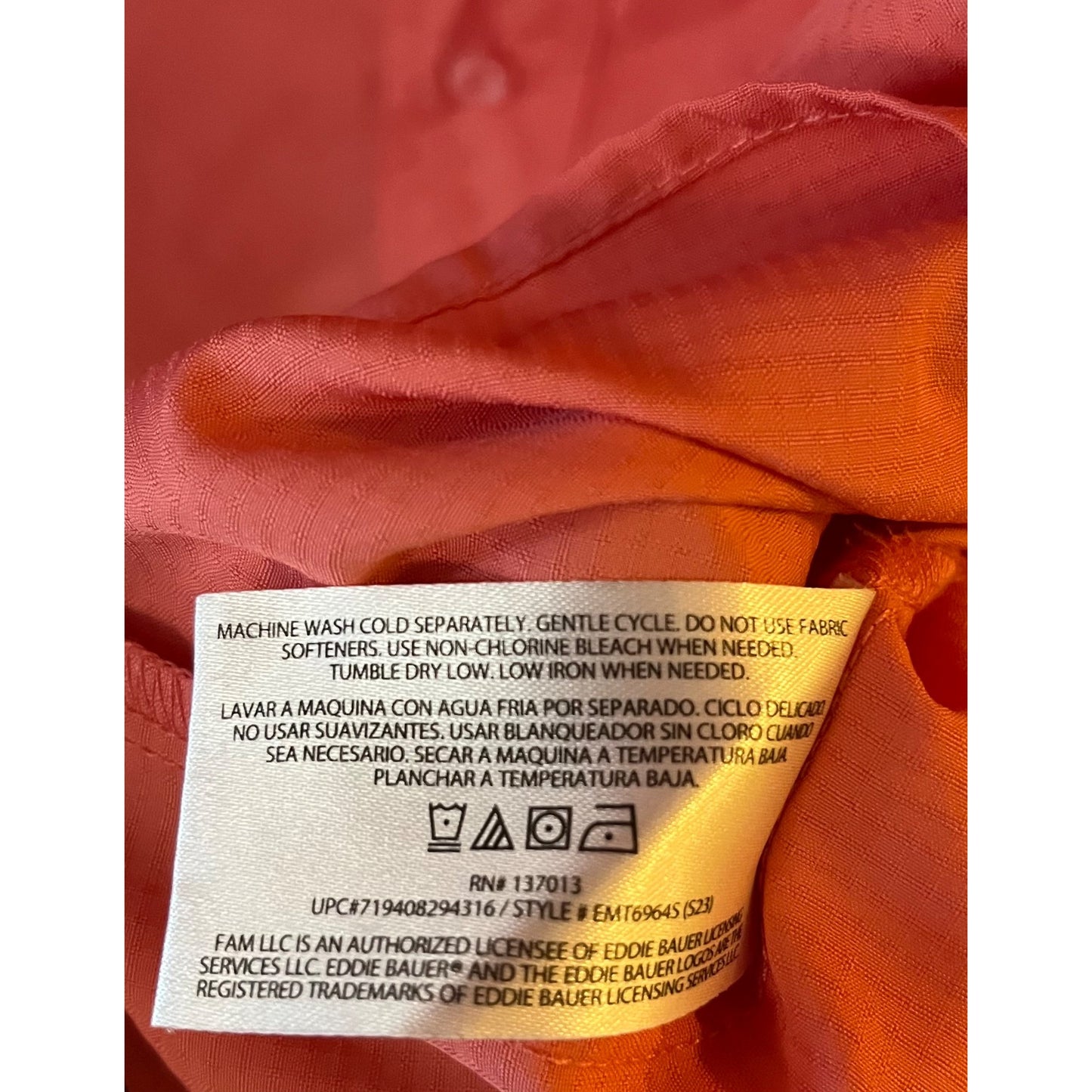 Eddie Bauer Fishing Shirt Mens XXL Coral Pink Short Sleeve Vented Performance Button Front