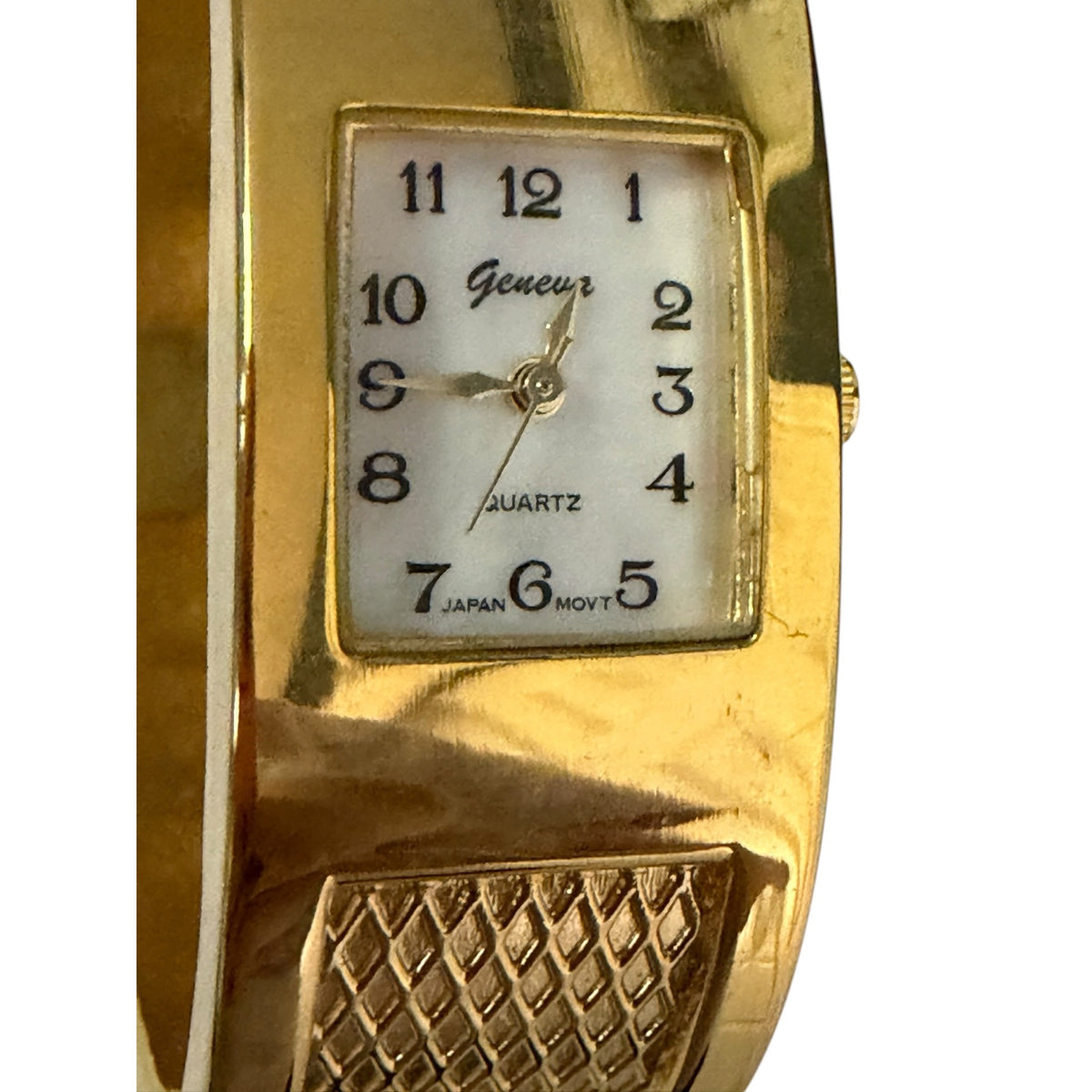 Geneva Gold Tone Hinged Bangle Cuff Watch Leopard Print Y2K NIP