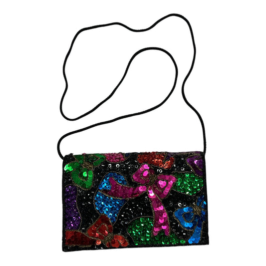 Vintage André Cellini Beaded Sequin Evening Bag Crossbody Purse – Colorful Bows