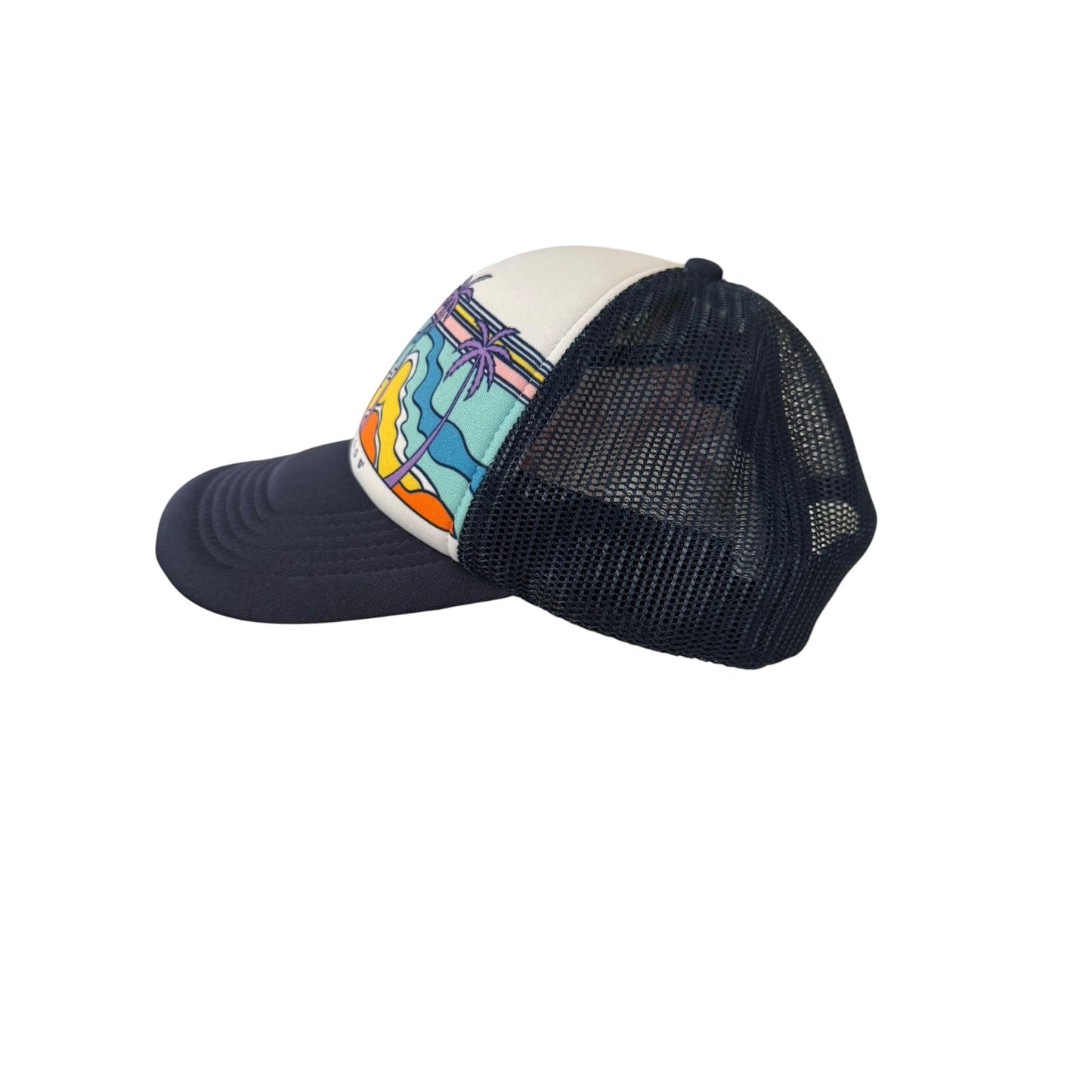 Life Is Good Tropical Sunset Palm Tree Trucker Hat Mesh Snapback Cap Beach Surf