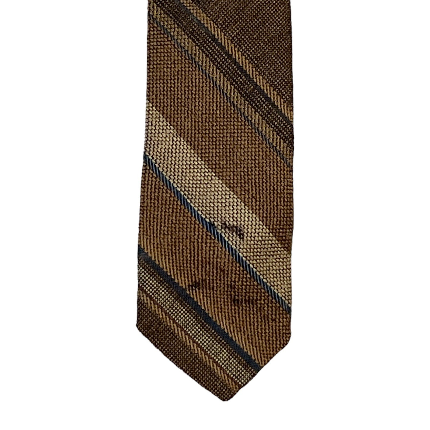 Vintage 1970s “String Beans” Narrow Wool-Blend Tie – Brown Striped – WPL 2931 – 54" Long