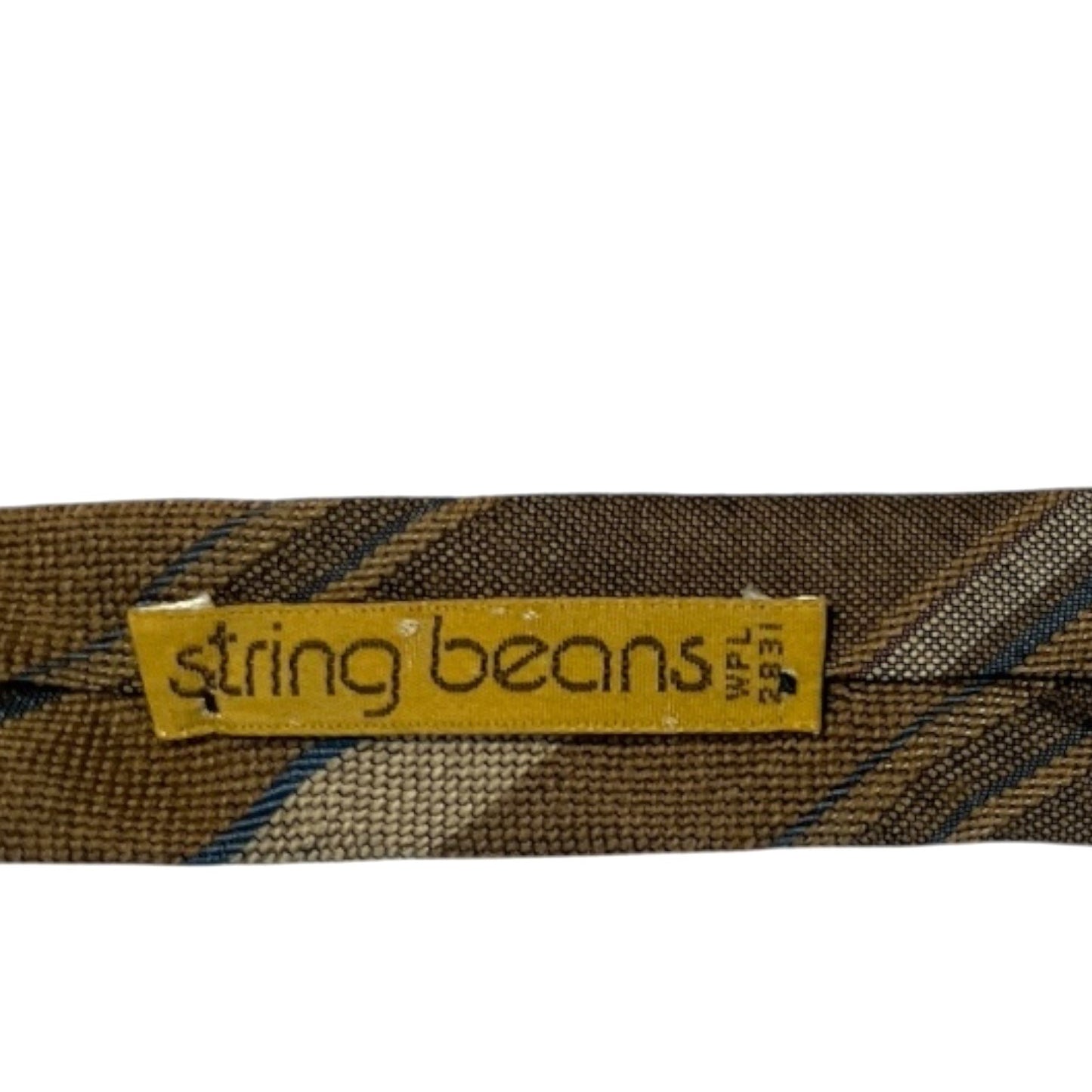 Vintage 1970s “String Beans” Narrow Wool-Blend Tie – Brown Striped – WPL 2931 – 54" Long
