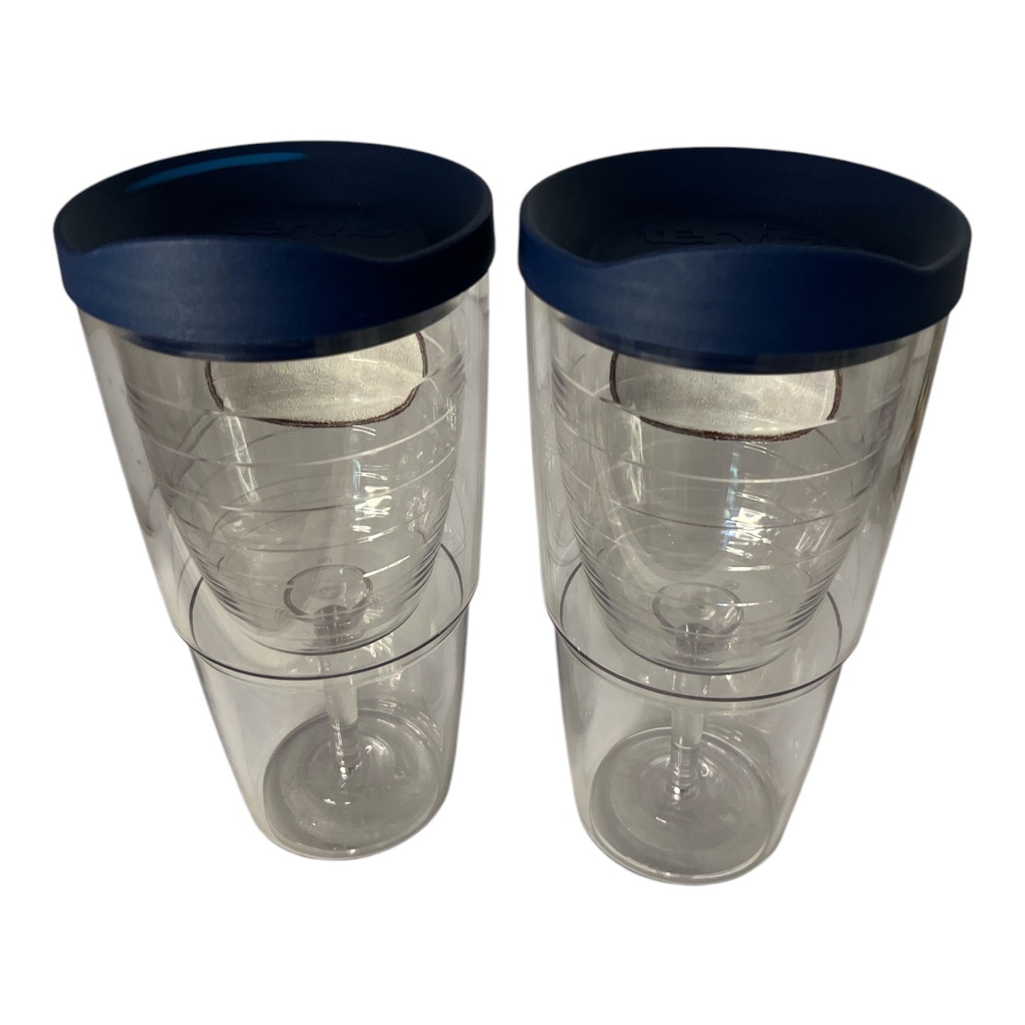 Tervis Mountain Harbor Resort Spa Lake Ouachita Tumblers Set of 2 Navy Lids 8” Insulated Wine Glass Style