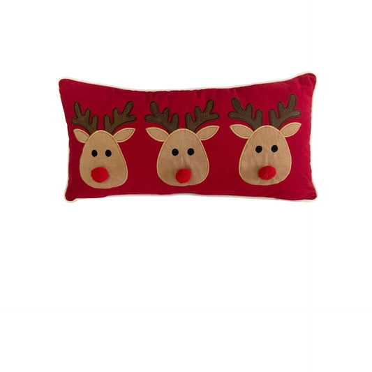 C&F Enterprises Reindeer Games Christmas Throw Pillow Red Rudolph Lumbar 10x20