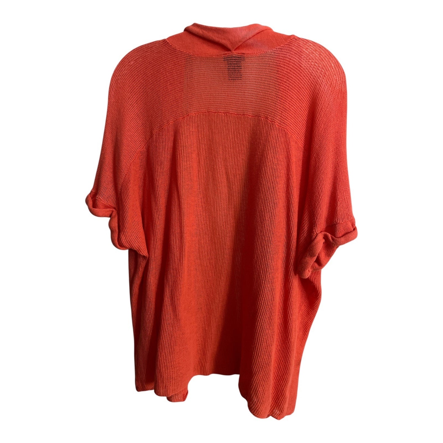Ann Taylor Orange Open Front Knit Cardigan XL Lightweight Short Sleeve