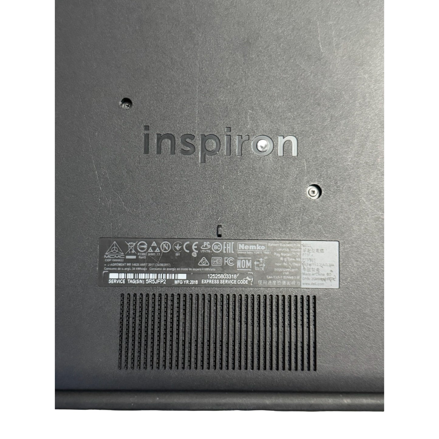 Dell Inspiron 15 5570 Laptop P75F001 Touchscreen 15.6” 2018 Black Working Charger Included