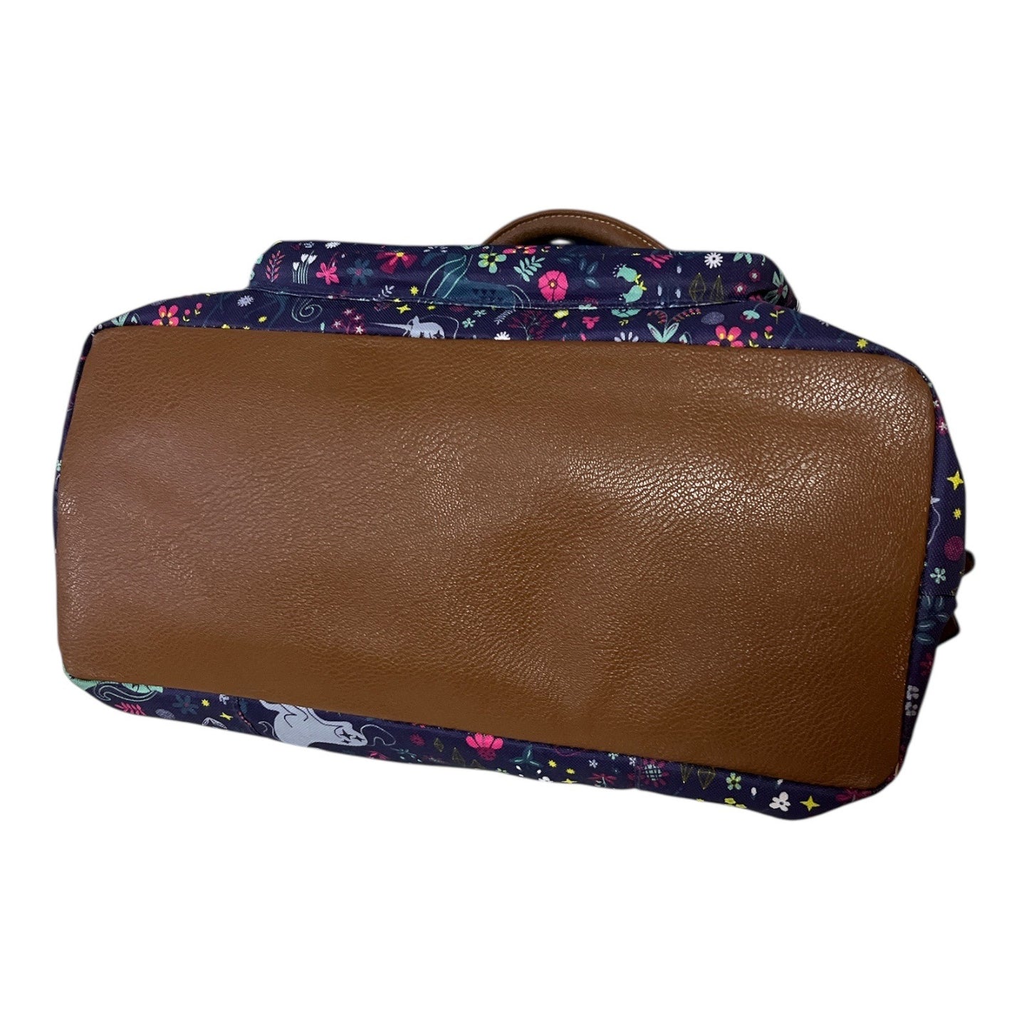 Lily Bloom Green Living Floral Unicorn Tote Handbag Multiple Zip Compartments