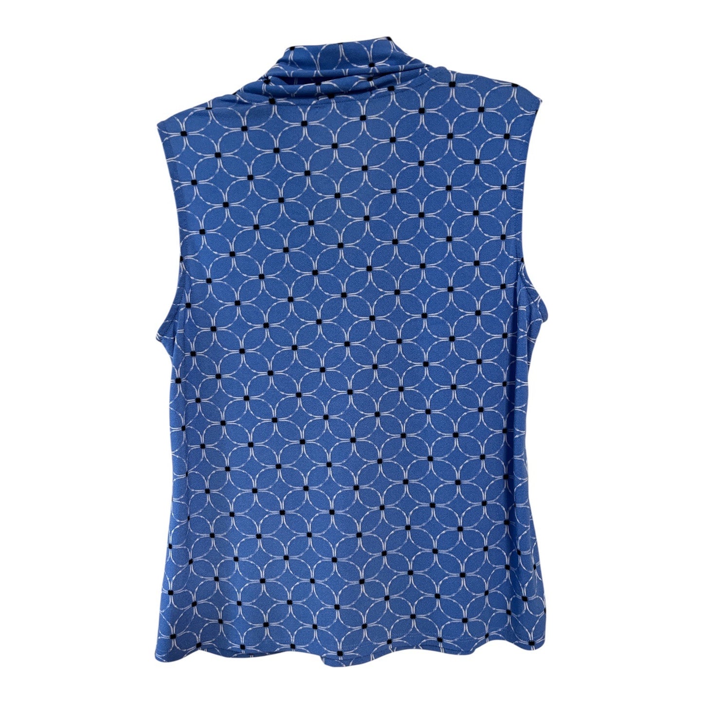 Adrienne Vittadini Womens XL Sleeveless Top – Blue Geometric Print with Accent Clip