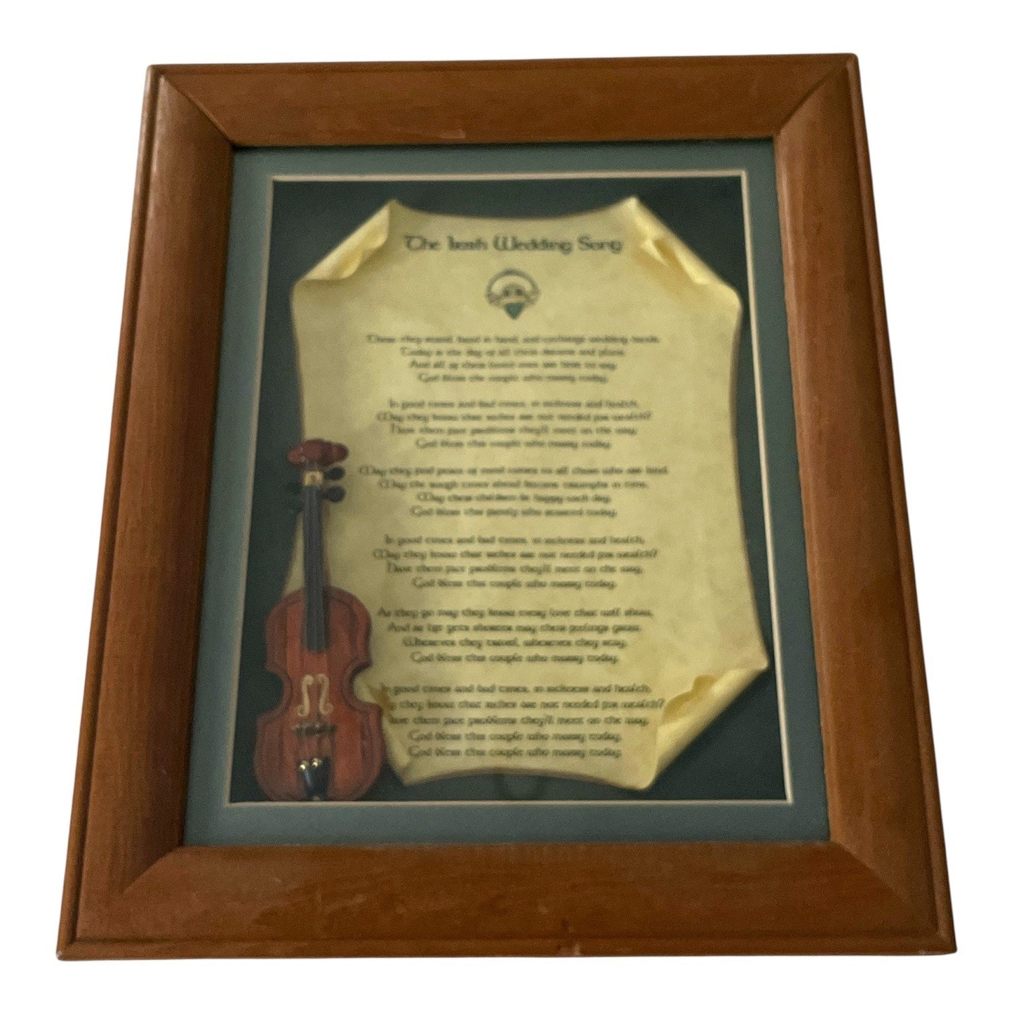 Framed Irish Wedding Song Wall Art Violin Motif Wedding Blessing Print 12x10