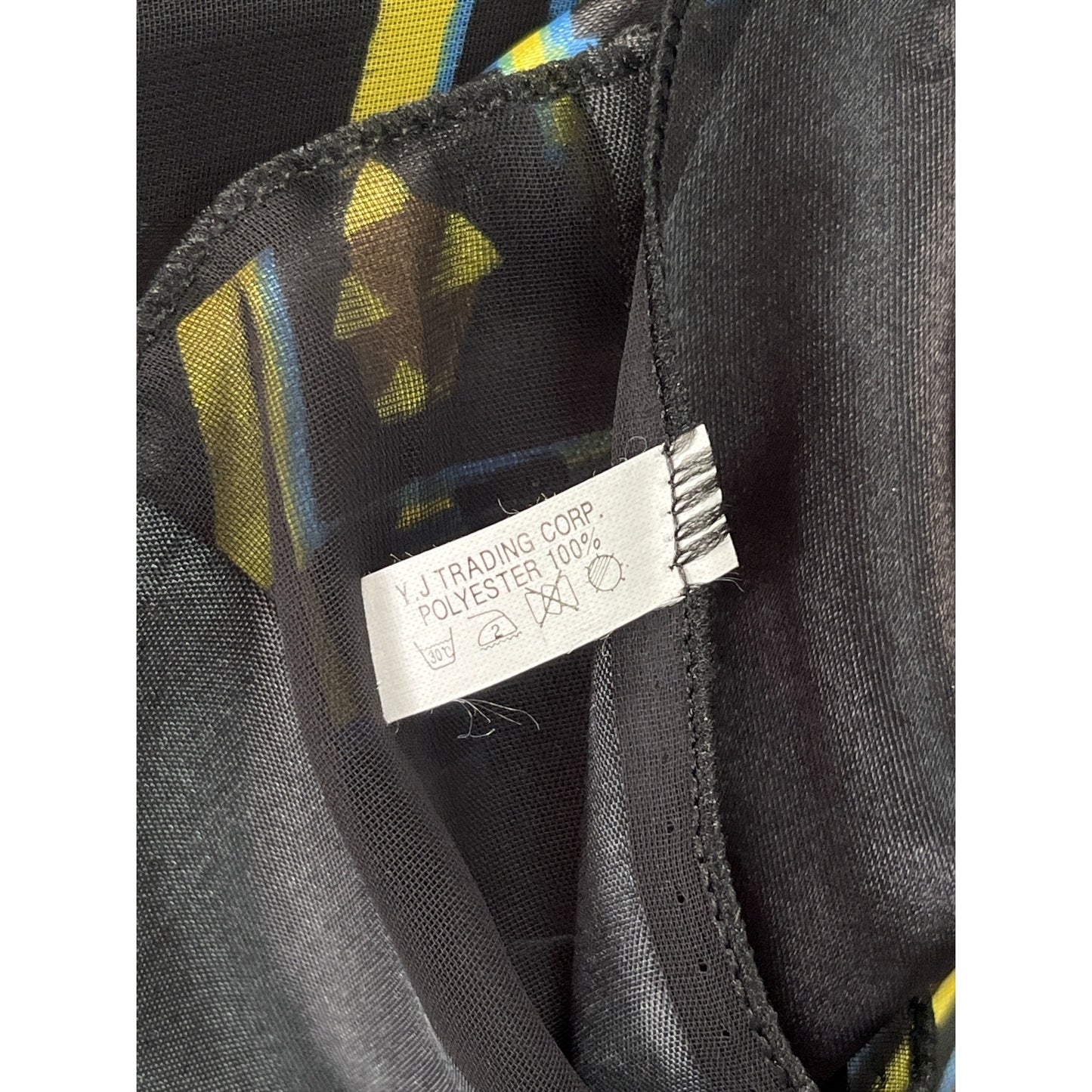 Vintage Geometric Print Sheer Scarf Made in Korea 40"