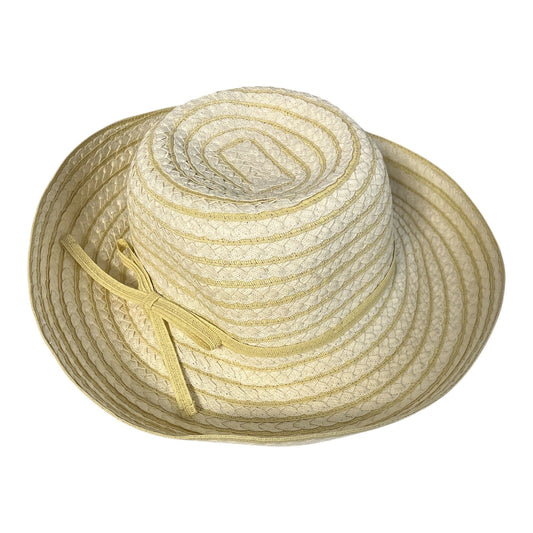 Crazy Horse Liz Claiborne Braided Straw Sun Hat Wide Brim Yellow Ribbon Women’s Vintage 2000s