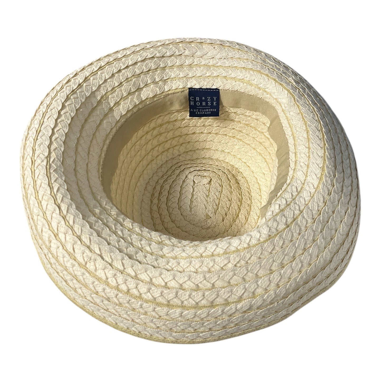 Crazy Horse Liz Claiborne Braided Straw Sun Hat Wide Brim Yellow Ribbon Women’s Vintage 2000s