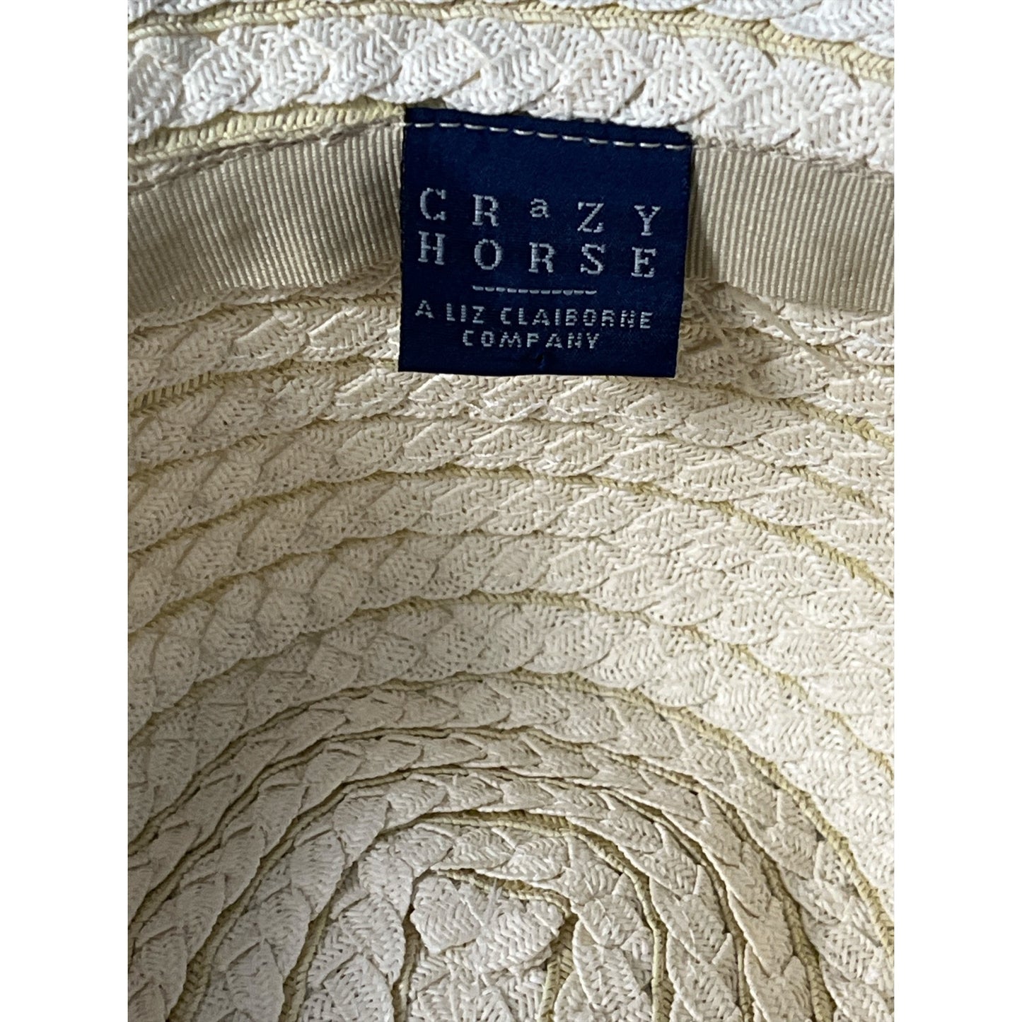 Crazy Horse Liz Claiborne Braided Straw Sun Hat Wide Brim Yellow Ribbon Women’s Vintage 2000s