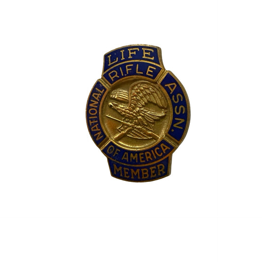 Vintage Life National Rifle Association of America Member Enamel Lapel Pin Blue Gold Tone
