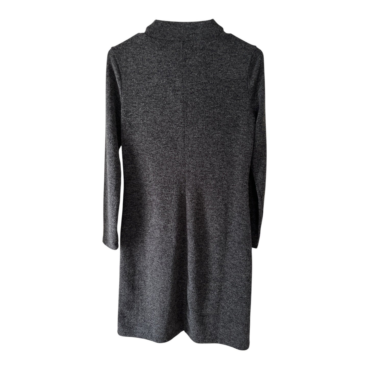 Banana Republic Petite Gray Knit Sweater Dress Mock Neck Button Hem Size S NWT