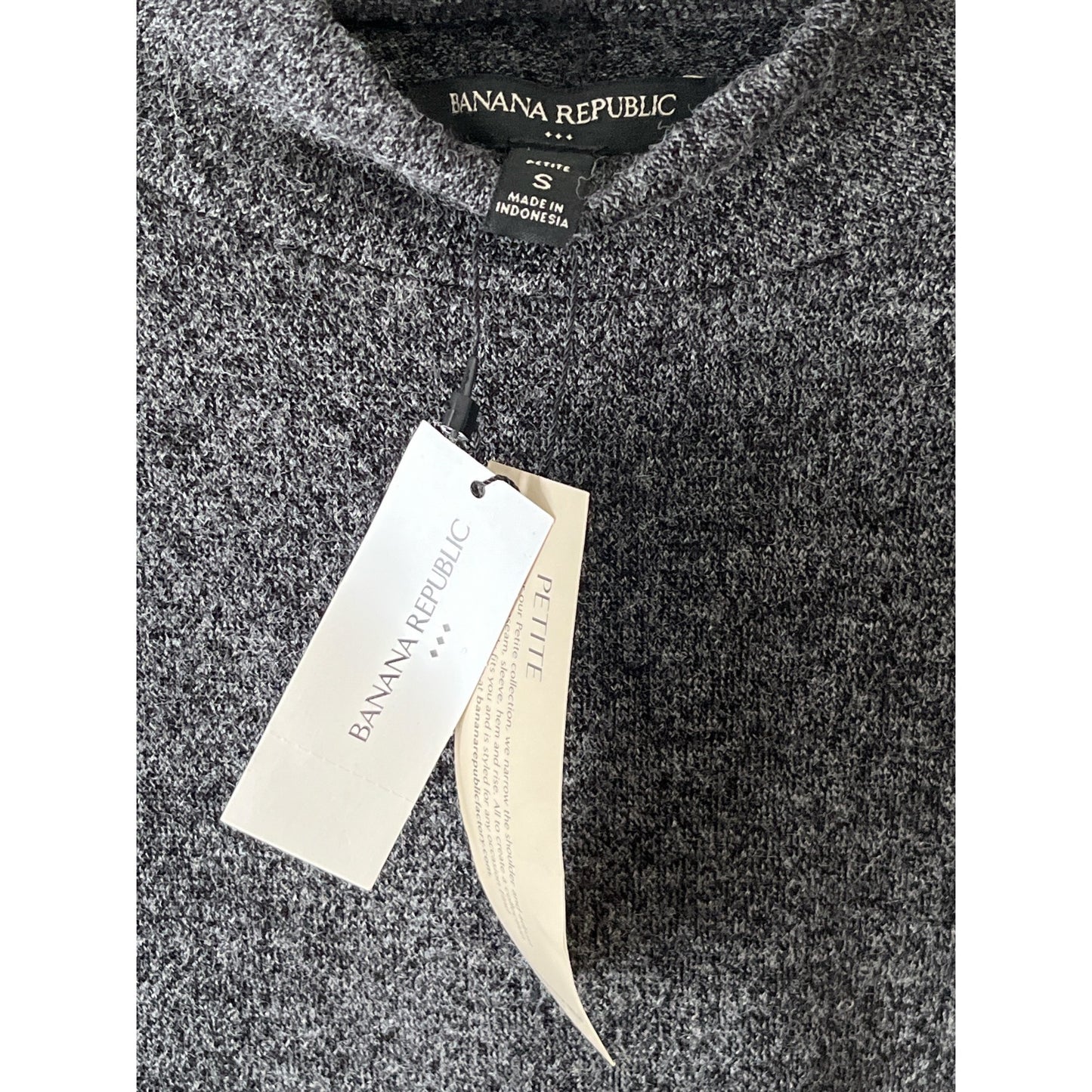 Banana Republic Petite Gray Knit Sweater Dress Mock Neck Button Hem Size S NWT