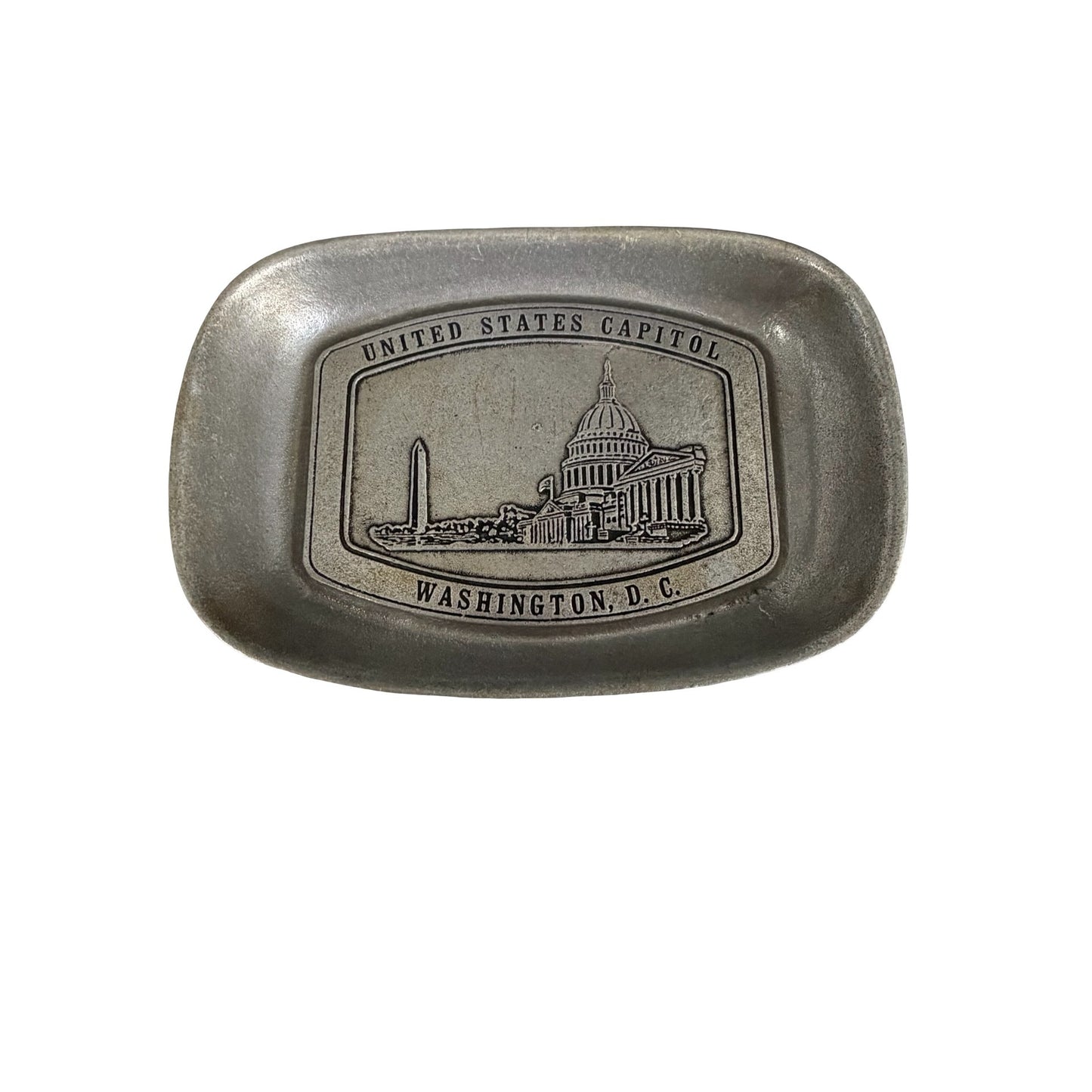 Vintage United States Capitol Pewter Trinket Dish Washington DC Souvenir Tray 9x6.5