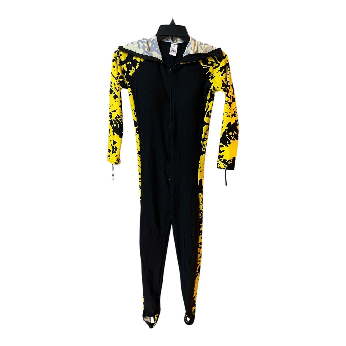 Women’s SBART Black Yellow Lightweight Zip Front Water Sports Swim Suit Size L