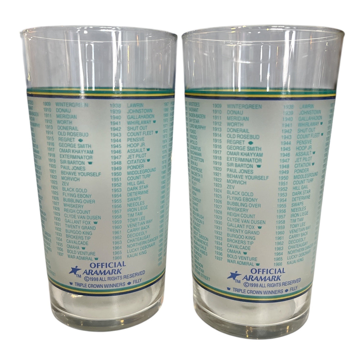 1999 Kentucky Derby 125th Anniversary Mint Julep Glasses Set of 2 Churchill Downs