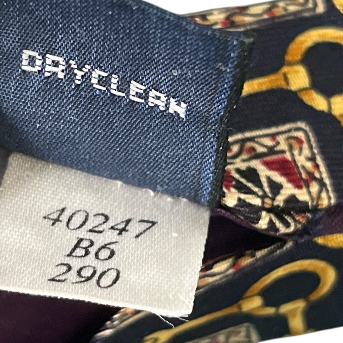 Lands’ End Silk Necktie Equestrian Bit & Bird Print Navy Burgundy