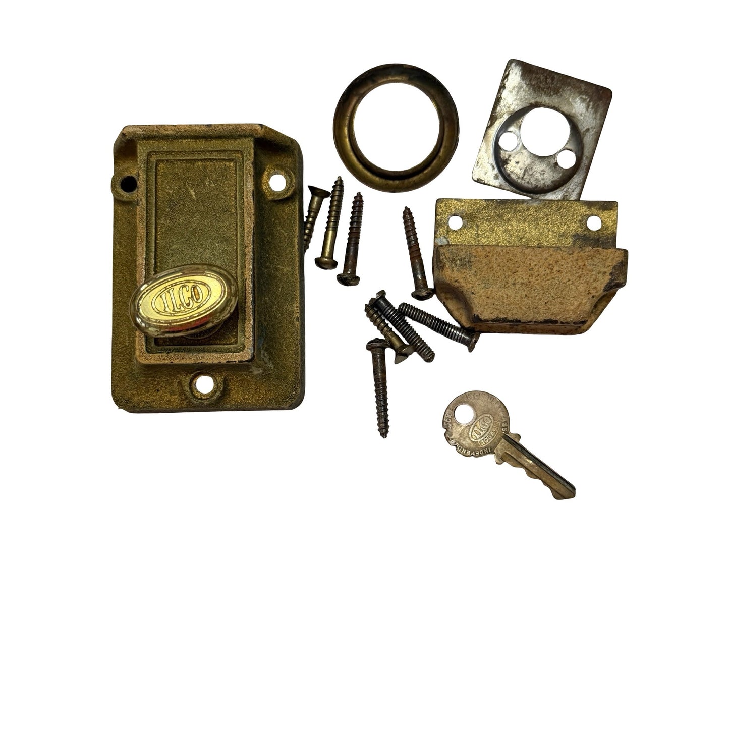 Vintage ILCO Independent Rim Night Latch Door Lock Key Hardware 1950s 1960s