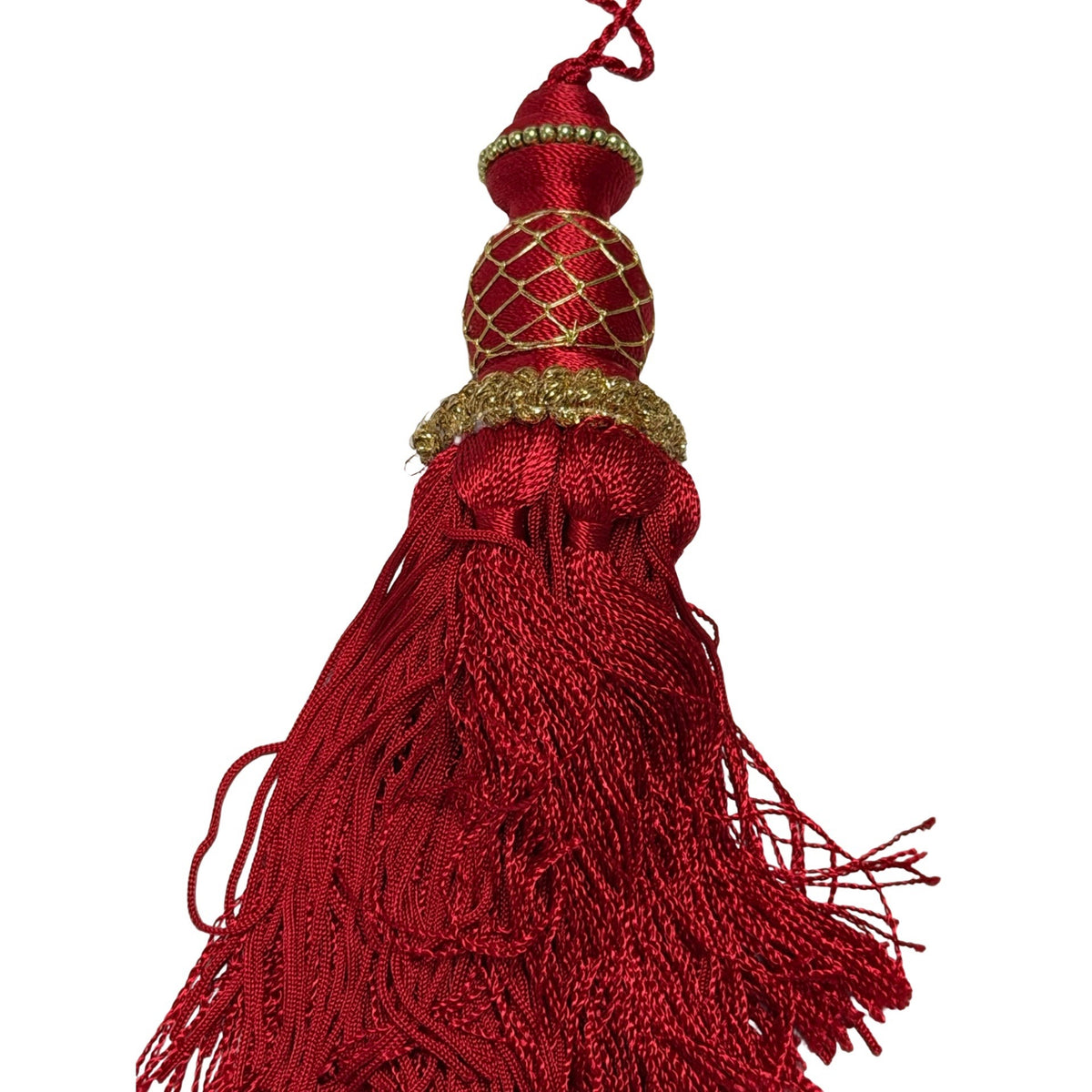 Burgundy Red Gold Christmas Ornament Lot Ballet Slippers Tassel Beaded Chandelier