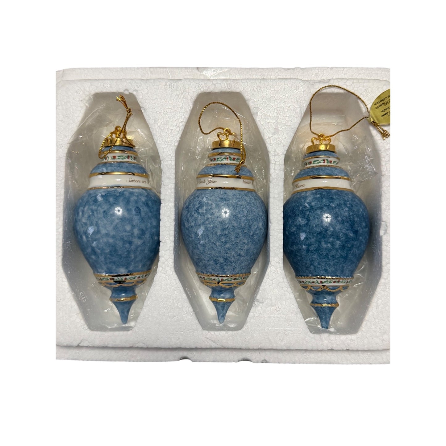 Vintage Chantal Poulin Sisters Tender Times Shared Moments Porcelain Ornaments Set of 3