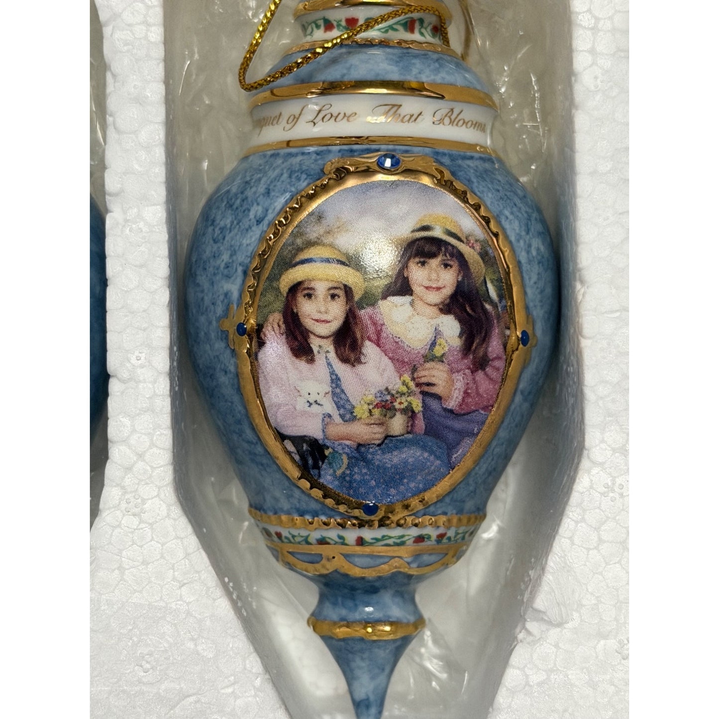 Vintage Chantal Poulin Sisters Tender Times Shared Moments Porcelain Ornaments Set of 3