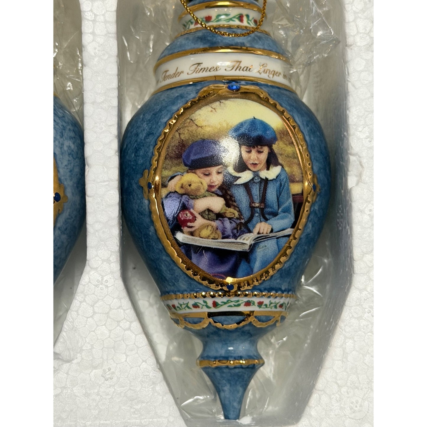 Vintage Chantal Poulin Sisters Tender Times Shared Moments Porcelain Ornaments Set of 3