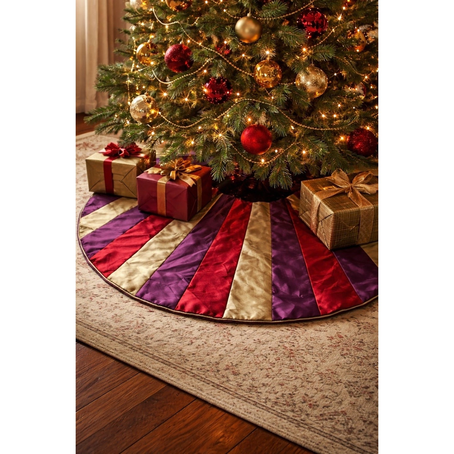 Vintage Early 2000s Rodeo Home 54" Round Christmas Tree Skirt