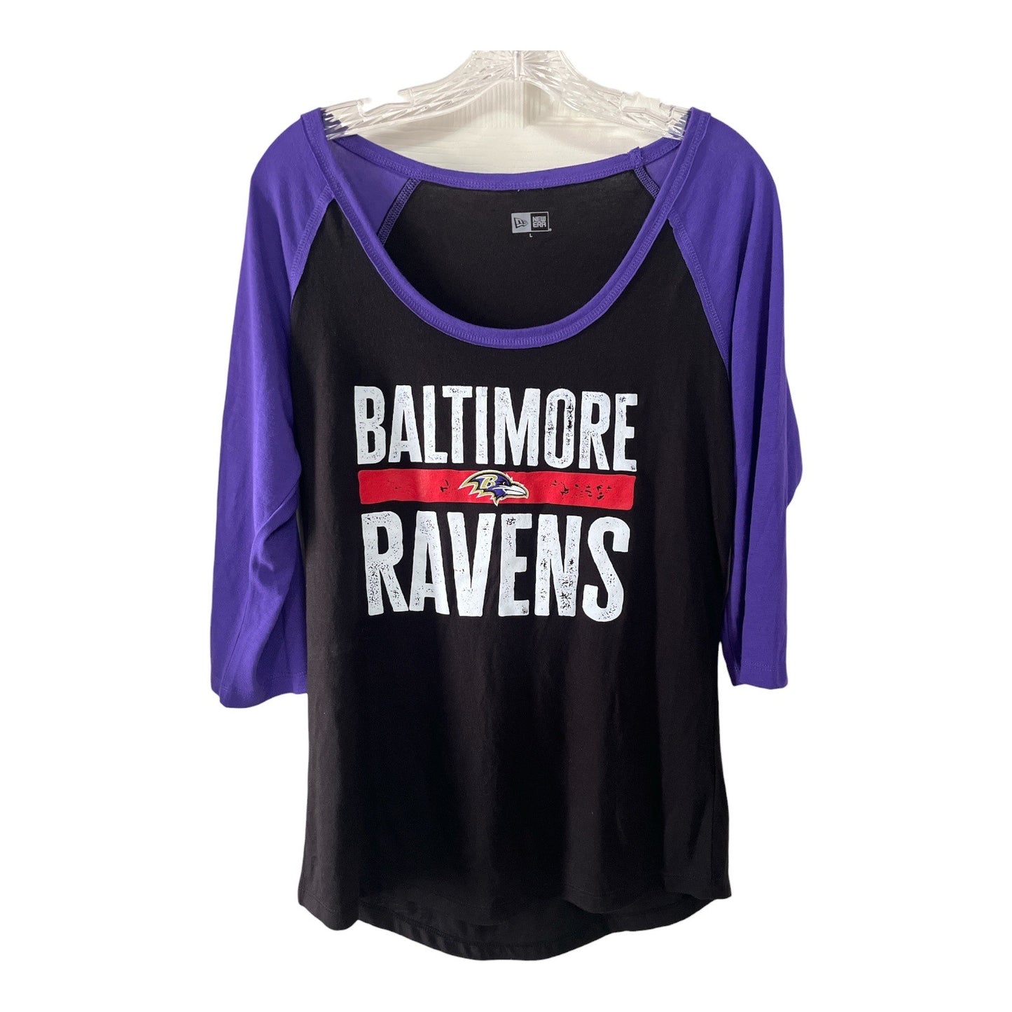 Baltimore Ravens New Era Raglan Top Purple Black Long Sleeve NFL Womens L