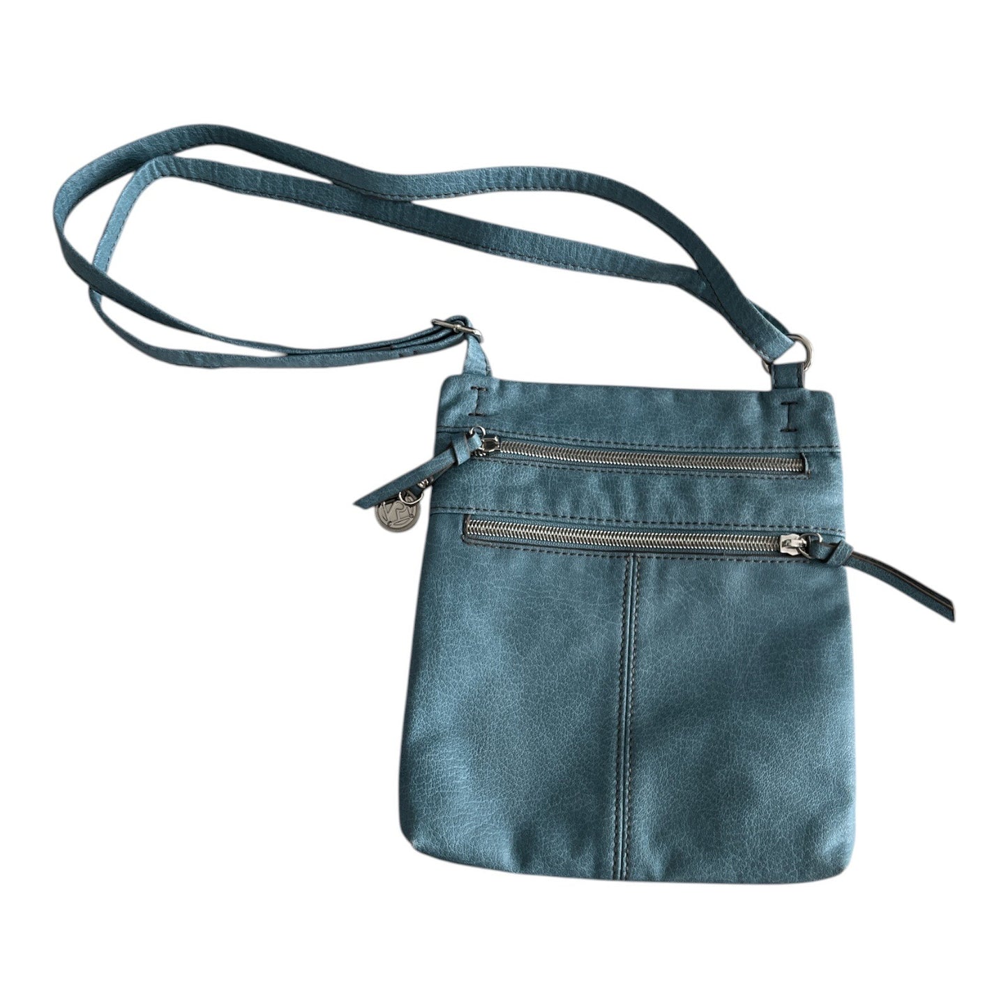 Relic by Fossil Teal Crossbody Bag – Faux Leather with Dual Front Zippers – Adjustable Strap – 9x7.5
