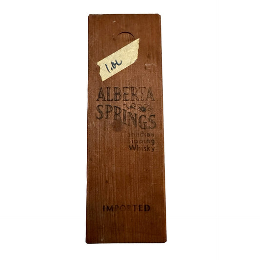 Vintage Alberta Springs Canadian Sipping Whisky Wooden Box Sliding Lid 1970s