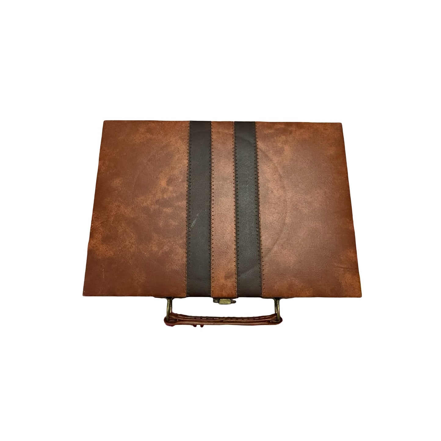 Vintage Faux Leather Travel Backgammon Set Portable Game Case Dice Chips