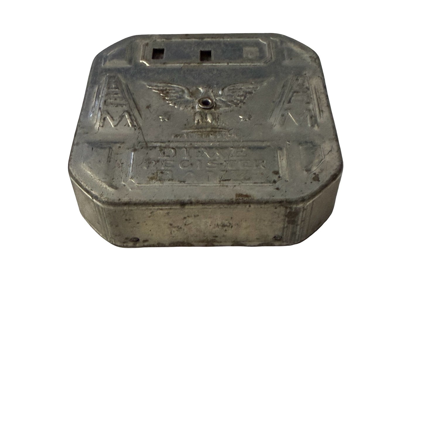 Vintage Dime Register Bank Eagle Tin Savings Bank Pat Pending Parts Repair