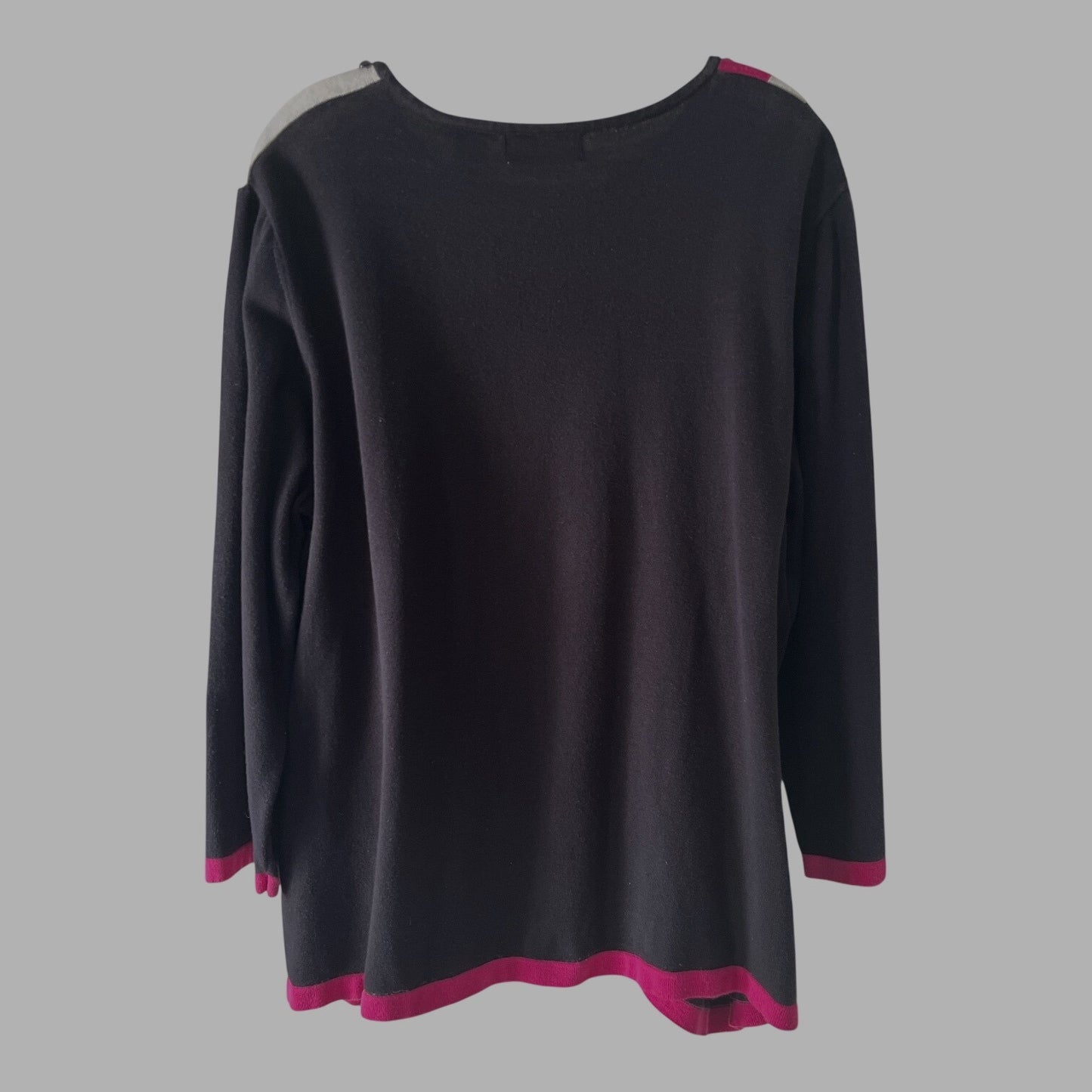 Alfred Dunner Women’s 2X Geometric Colorblock Sweater Top Pink Black White Beaded Neckline