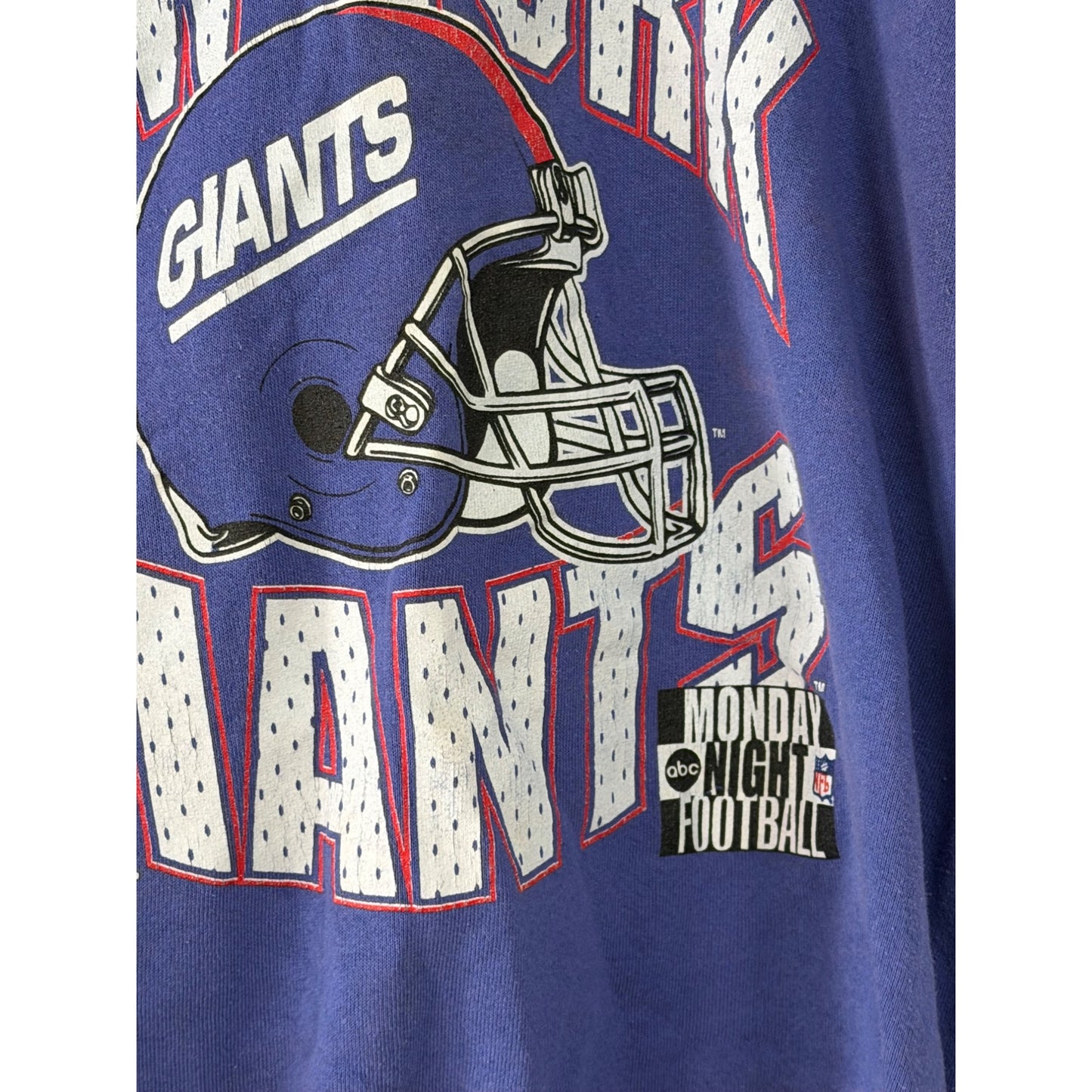 Vintage 1990 New York Giants Monday Night Football Sweatshirt XL USA Blue Mock Neck NFL