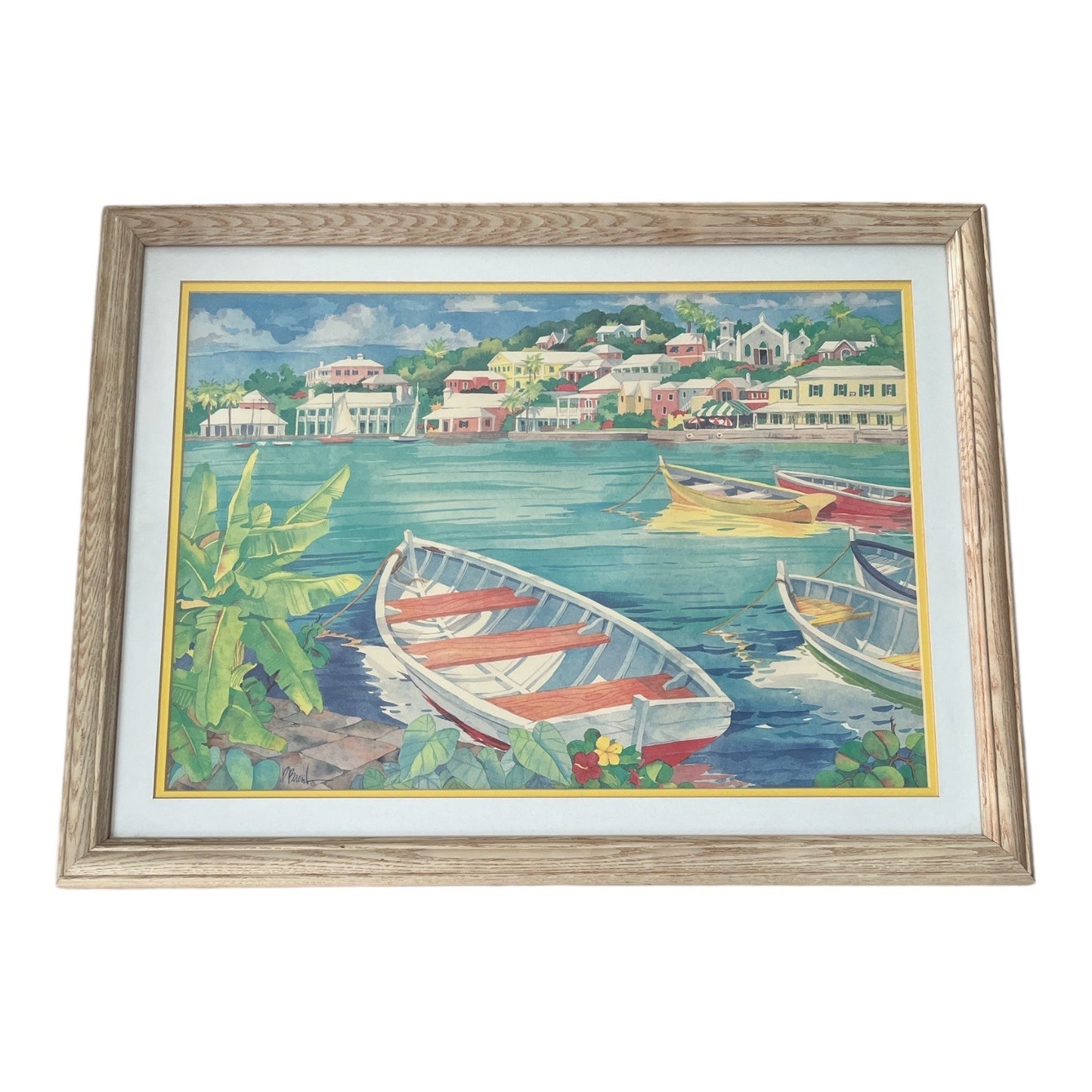 “Harbor Boats” Framed Coastal Art Print by Paul Brent – 20x26