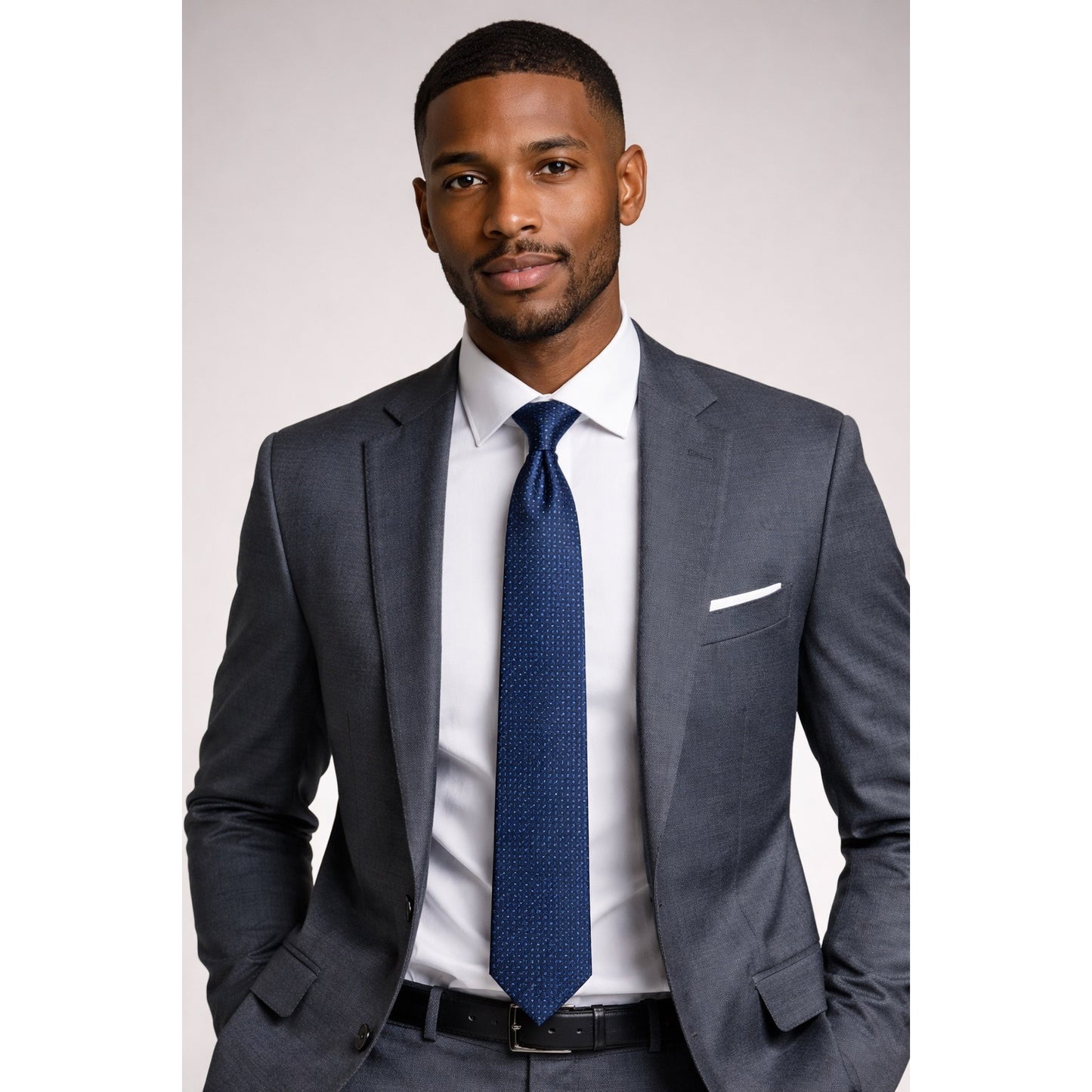 Tommy Hilfiger Blue Geometric Silk Tie Made in USA Classic Designer Necktie