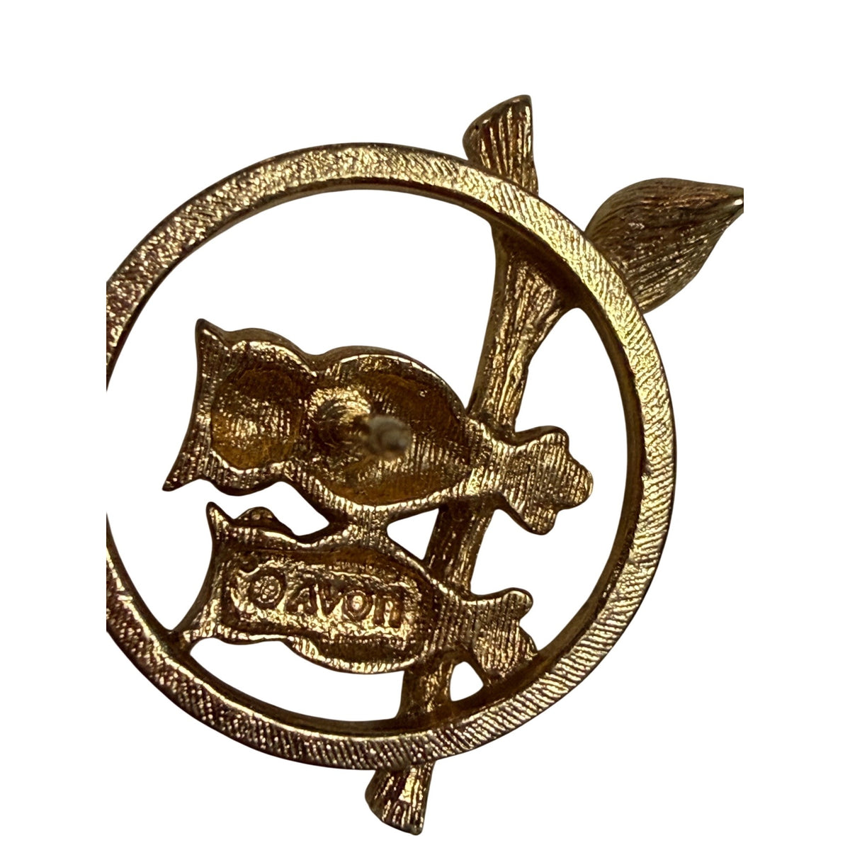 Vintage Avon Two Owls on Branch Gold Tone Lapel Pin Tie Tack 3/4"
