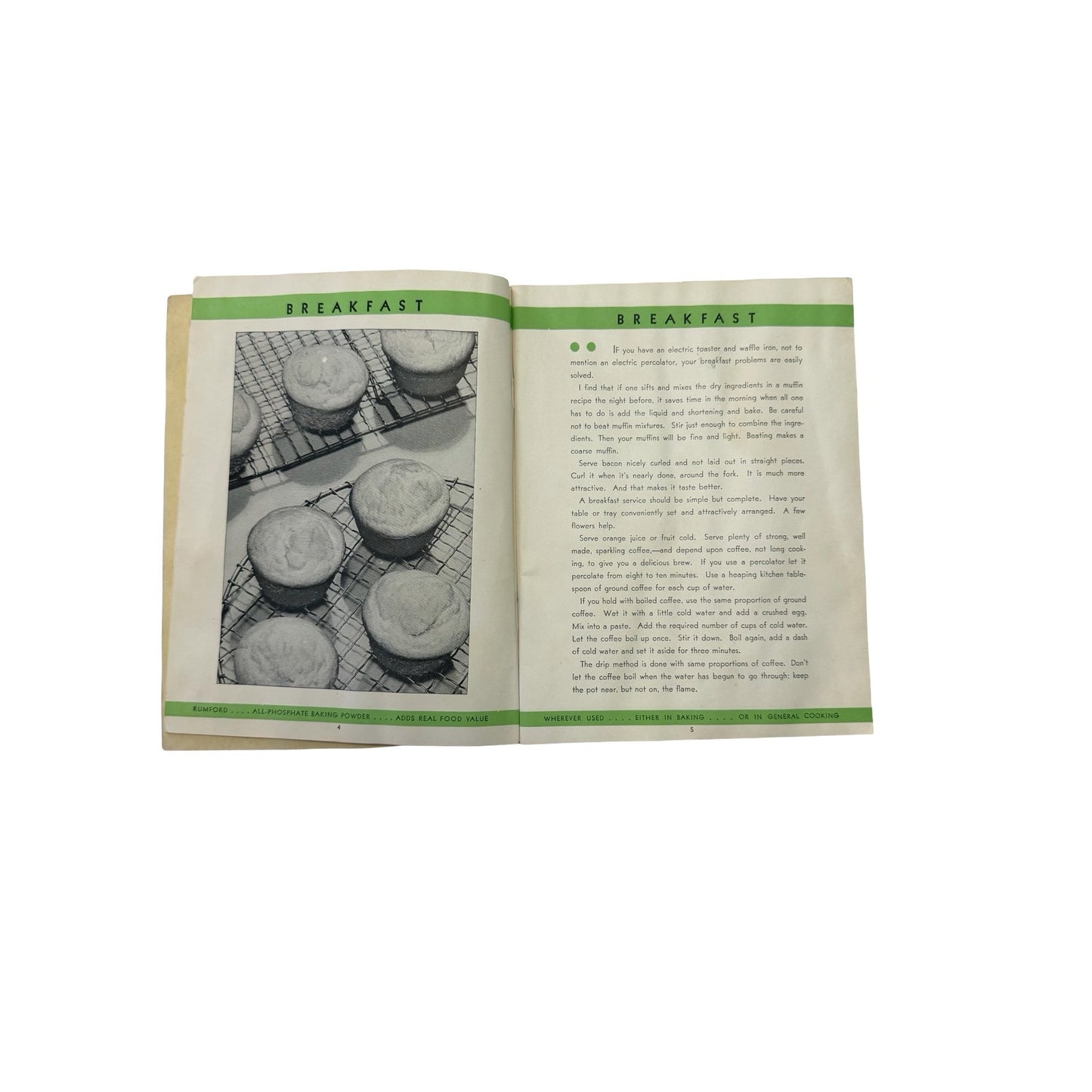 Vintage 1931 Rumford Cookbook 32 Menus 72 Recipes Advertising Recipe Booklet